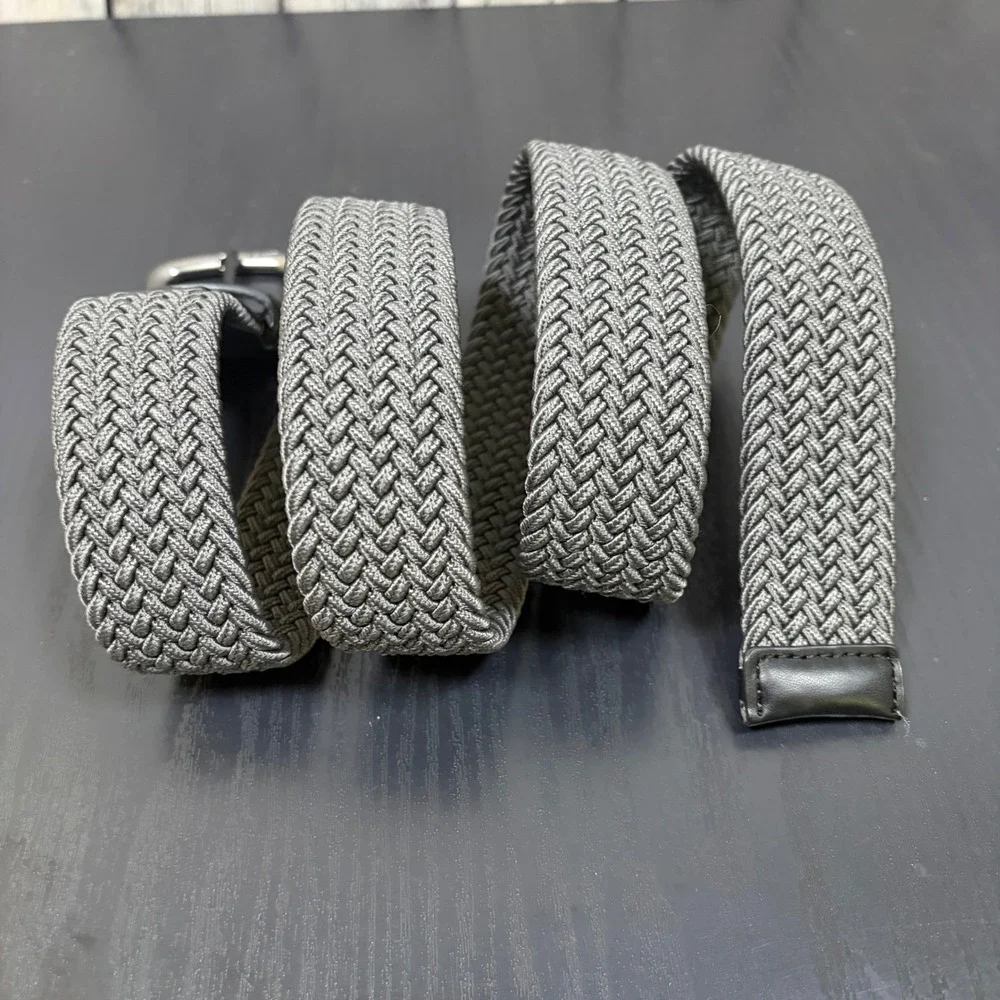Nike Mens Woven Stretch Belt Gray Braided Golf Athletic Swoosh Logo Buckle w-38